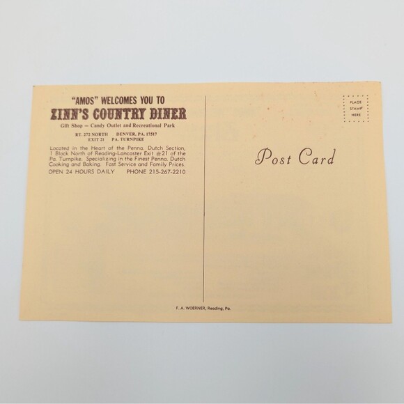 Vintage 80s Zinn’s Country Diner 4 Postcards Amos Denver Pennsylvania Dutch 9x6 - Picture 3 of 11